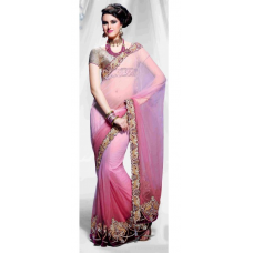 Floral Motif embroidered see-through Saree